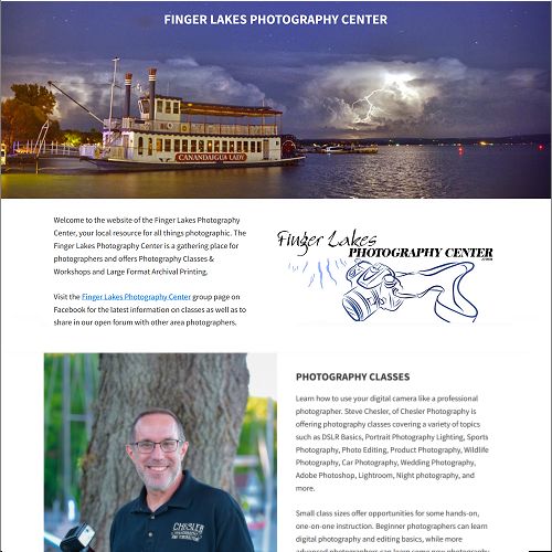 website for Finger Lakes Photography Center, Canandaigua, NY